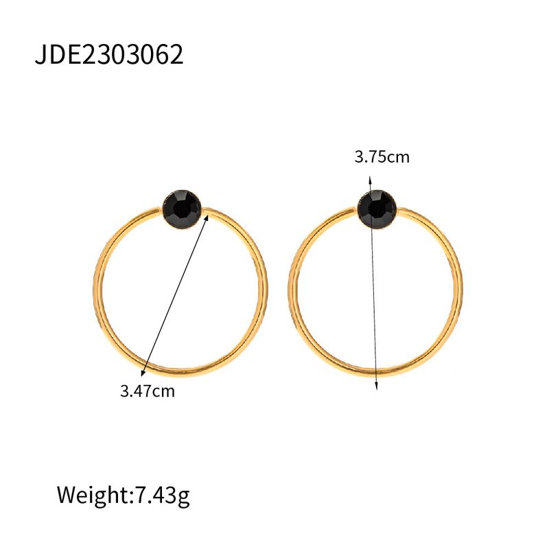 Pendientes circulares de acero y titanio con corte de oro y acero inoxidable de diseño avanzado de celebridades de Internet INS_voghion.com