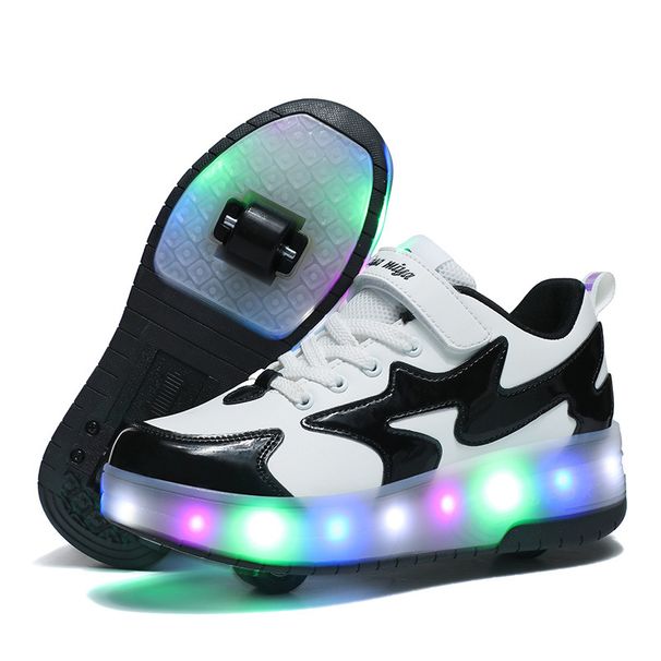 Zapatillas de correr para madres e hijos, de moda 2026, con patines de cuatro ruedas y ruedas desmontables, con cordones, ligeras y luminosas, tallas 29-40_voghion.com