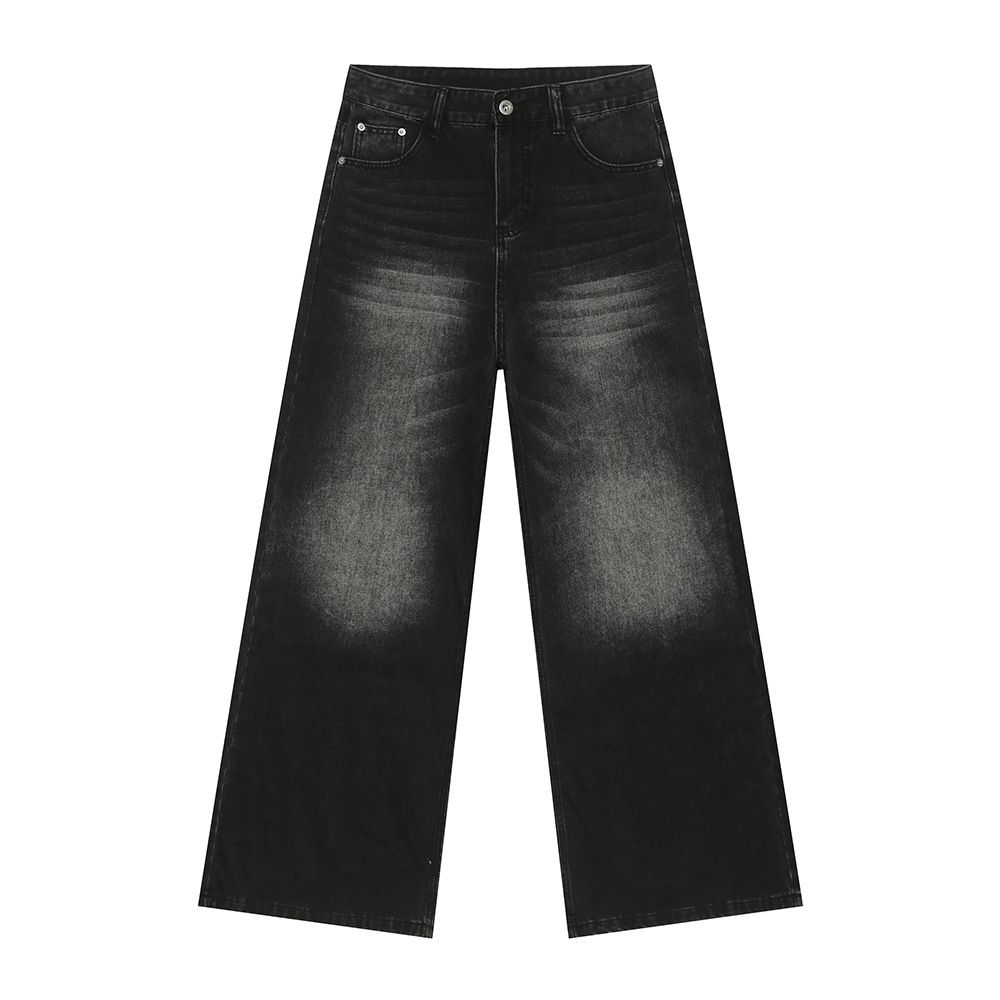 Herrenbekleidung Herbst Neuankömmlinge Retro Multicolor Distressed Weiß Weites Bein Gerade Jeans Trend_voghion.com