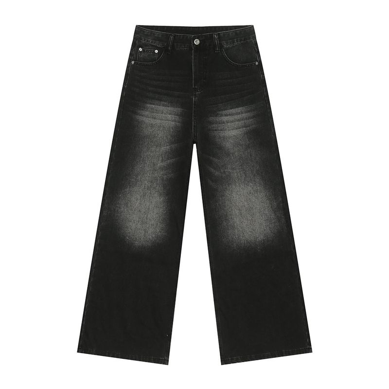 Herrenbekleidung Herbst Neuheiten Koreanischer Distressed White Wide Leg Straight Jeans Trend_voghion.com