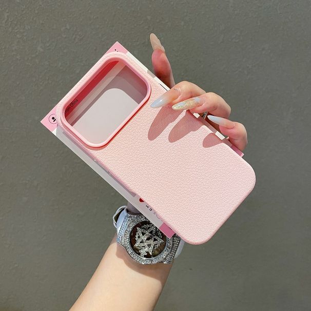 2 IN 1 Candy Color Litchi Pattern Phone Case For IPhone 17 17Air 16 15 14 13 12 11 Pro Max Case Leather Soft Protection Cover_voghion.com