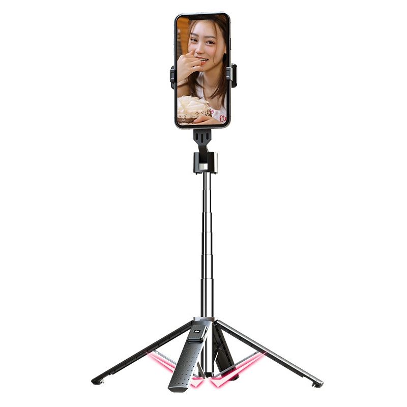 Trípode para selfies telescópico Bluetooth con soporte en vivo para teléfono móvil, alto: 100 cm (acero inoxidable)_voghion.com