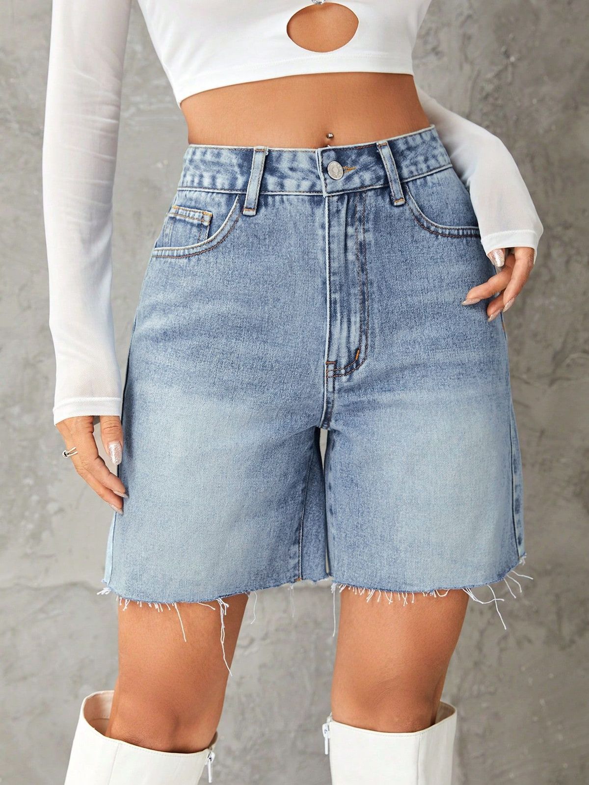 Women's High Waist Denim Shorts - Trendy Casual Stretch Jean Shorts With Comfortable Fit Denim Hot Pants For Women_voghion.com