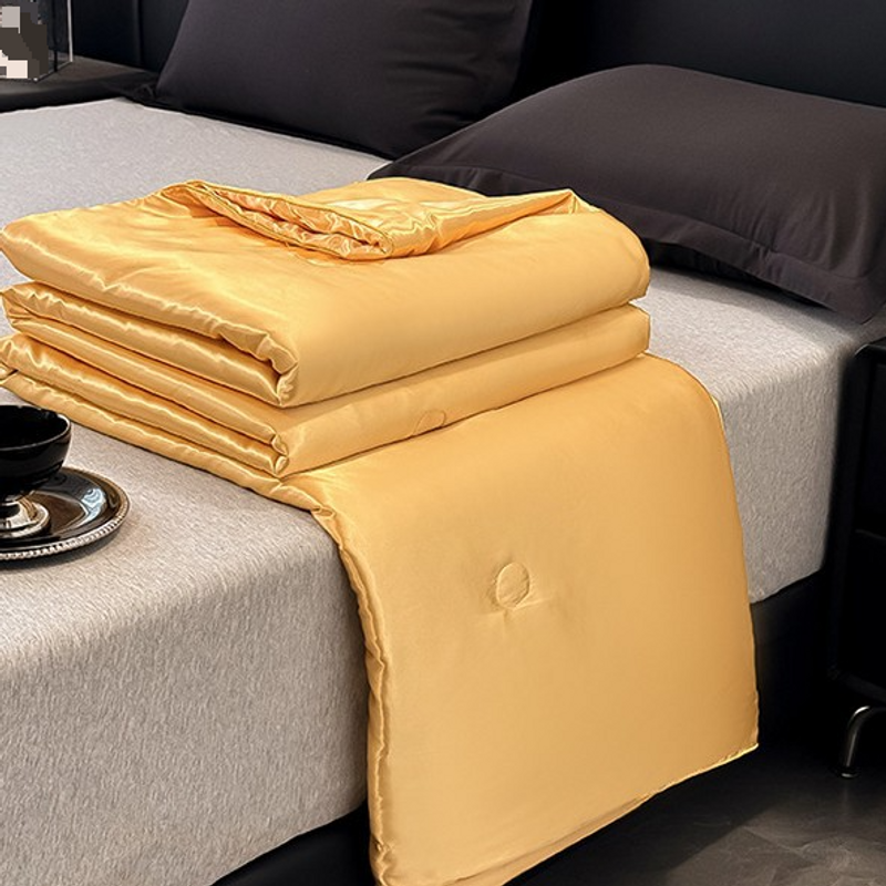 Leichte, luxuriöse High-End-Sommer-Eisseide, kühle Sommerdecke, reine Farbe, Seide, maschinenwaschbar, dünner, klimatisierter Steppdeckenkern_voghion.com