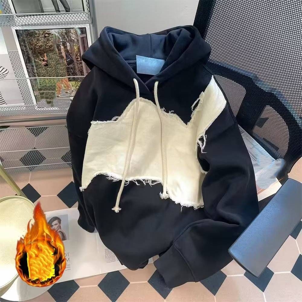 Unisex Oversized Hoodie – Vintage High Street Pullover With Color-Block Design & Fleece Lining (Streetwear Essential)_voghion.com