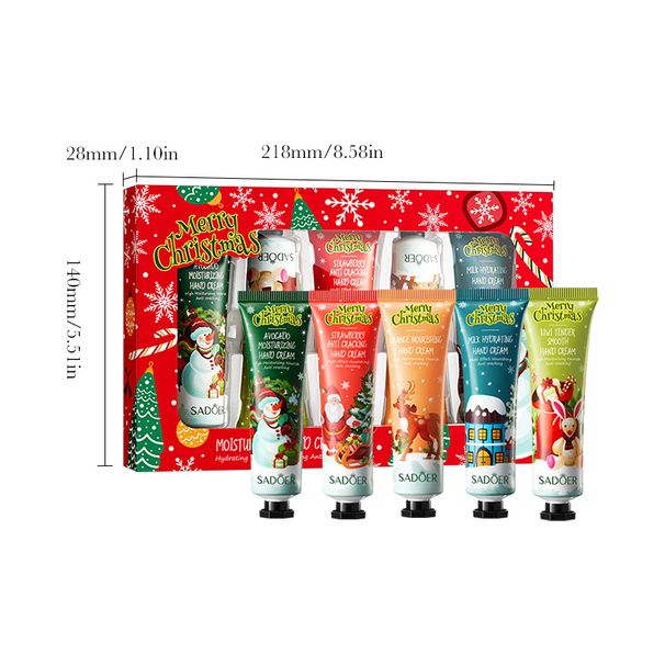 SADOER Kerstcadeaubox Hydraterende anti-kraak set van vijf stuks Herfst- en winterhandcrème,_voghion.com