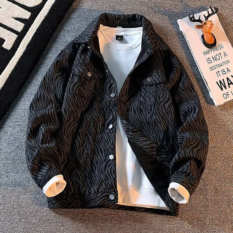 Męska odzież Retro Heavy Multi Pocket Denim Jacket Mountain Style Splicing Loose All Match Casual Jacket_voghion.com