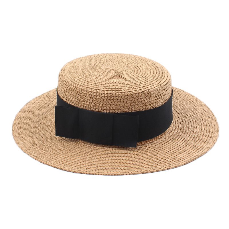 Stern-Stil Japanischer Strohhut für Damen, Sommer, Retro, flache Oberseite, kleiner frischer Hut, Sonnenschutz, Strandhut_voghion.com