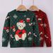 Adorable Christmas Sweater For Kids - Cozy Bear Print Knit Pullover, Unisex Winter Warm Top For Boys & Girls (100-140cm)_voghion.com