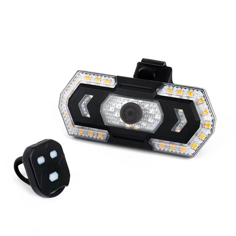 Controle remoto pisca-pisca carregamento USB à prova d'água alto brilho 40LED bicicleta luz traseira com buzina luz de advertência_voghion.com
