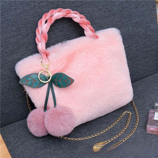 Borsa di peluche Borsa di peluche Borsa di ciliegie Borsa carina per ragazza Borsa a tracolla autunnale e invernale_voghion.com