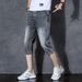 Denim-Sieben-Punkt-Länge, dünne, trendige Bermuda-Shorts für den Sommer, dehnbare, lockere Passform, lässige Haremshose für Herren_voghion.com