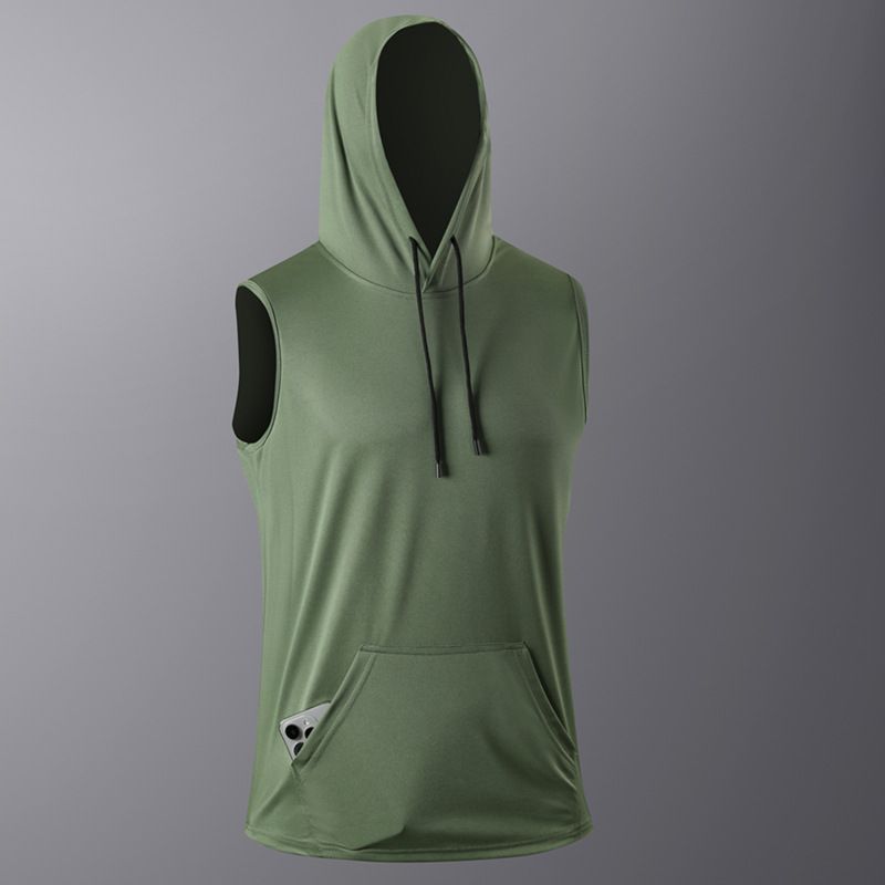 Maglietta con cappuccio da uomo, sportiva, fitness, alpinismo, gilet senza maniche, asciugatura rapida, maglia da corsa, fitness_voghion.com
