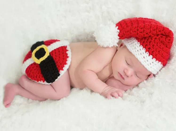 Children's Photography Props Baby Photo Costume Newborn Photography Wool Knitting Christmas Theme Set_voghion.com
