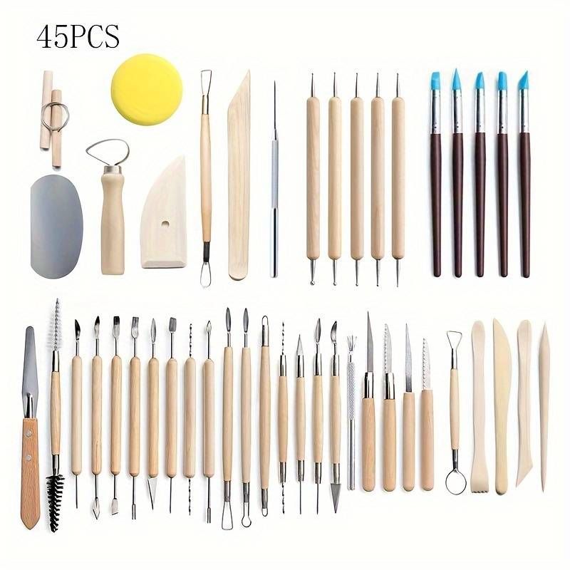 45-piece Set Of Pottery Tools. Stone Plastic Clay Soft Pottery Clay DIY Sculpture Tools. (Can Be Processed And Sharpened According To Your Needs)_voghion.com