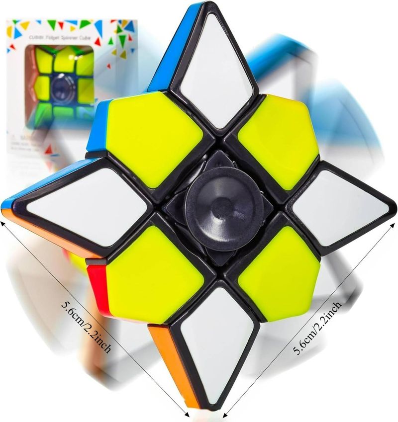 Fidget Cube Spinner 2 In 1 Toy, 1x3x3 Magic Speed Cube For Adults, Teens And Kids, Handheld, Lightweight, Durable For Anti-Stress Sensory, Desk Toy_voghion.com