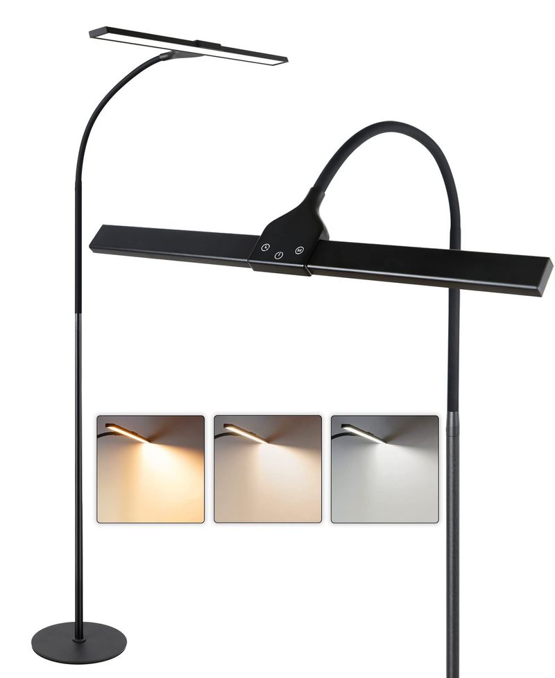 LED Stehlampe Stehleuchte Dimmbar - Weiß Moderne Touch Control Leselampe Wohnzimmer 10W Mit Timer Und Memory Funktion Touch Flexibler Schwanenhals_voghion.com