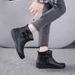 Women's lace-up front neutral low heel round toe ankle boots_voghion.com