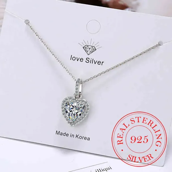 Top Qualität Sterling Schmuck Forever Love Hart Große Enkelin Cz Charm Hanger Halskette Silberne Schmuckstücke Für Die Frau Lady Valentine_voghion.com