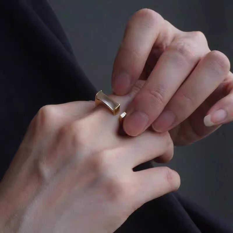 Nuovo anello per dito indice regolabile, aperto, versatile, minimalista, quadrato, irregolare, semplice, in stile cinese, per donna_voghion.com