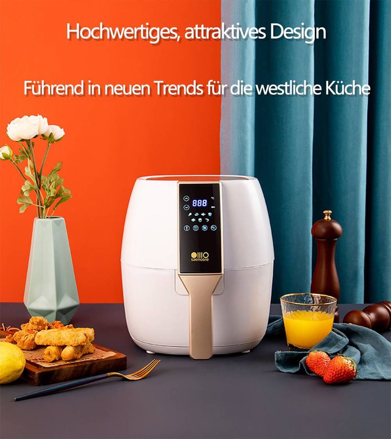 Heißluftfritteuse, elegante Küchenutensilien, fettarm, einfach, gesund, 1400 W Heißluftfritteuse, 4 l, große Kapazität, Multifunktions-Heißluftfritteuse, fettfreies Kochen, Heißluftfritteuse_voghion.com