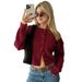 Women's Clothing Solid Color Button Round Neck Wool Cardigan Autumn And Winter New Lazy Casual Versatile Slim Short Jacket_voghion.com