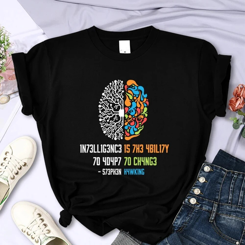 Intelligenz ist die Fähigkeit, sich an Veränderungen anzupassen. T-Shirts für Damen, atmungsaktiv, kurzärmlig, modisch, für die Straße, weiblich_voghion.com