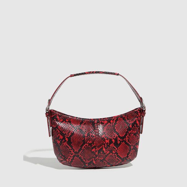 Bolsas femininas novas de alta qualidade com alça de ombro ajustável, bolsa de mão com zíper, bolsa tipo bolinho, estampa de cobra, bolsa de axila, bolsa feminina_voghion.com