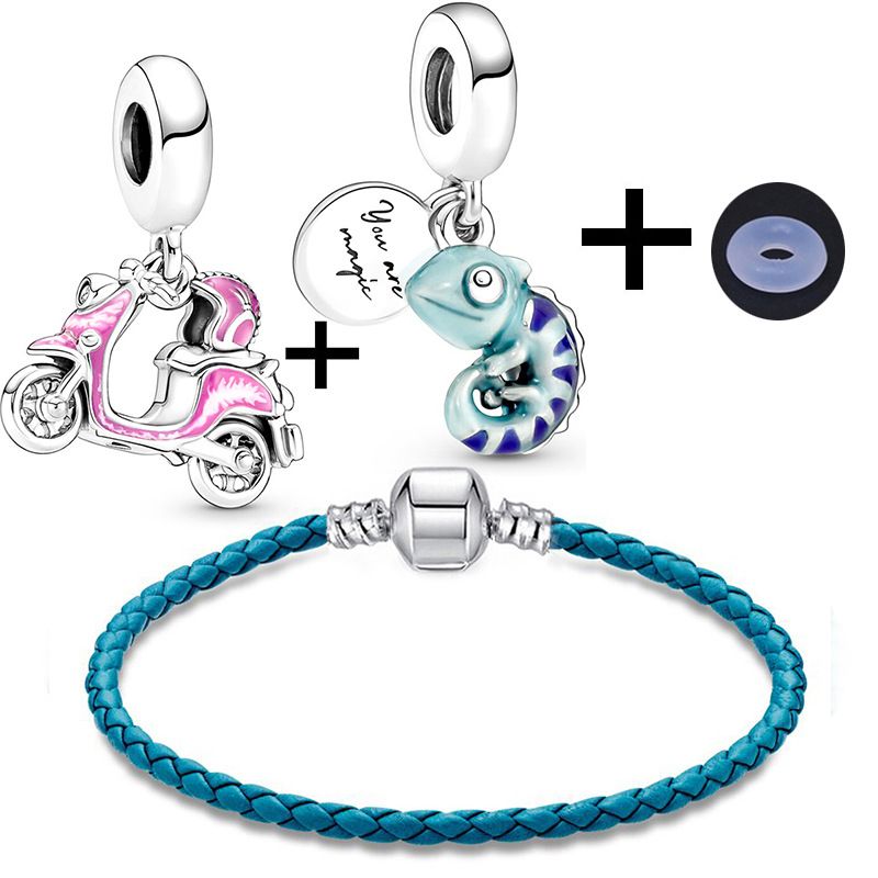 Braccialetti con ciondoli, design semplice, fai da te, bracciale in pelle blu con cuore e labbra, accessori di lusso_voghion.com