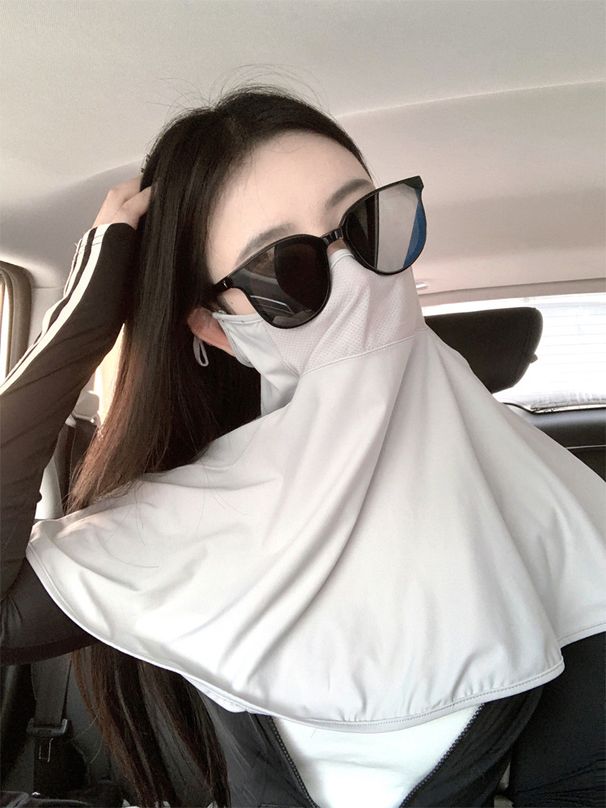 Velo solare per donna, protezione per il collo con protezione UV, copertura in seta ghiacciata, maschera da guida estiva sottile per tutto il viso_voghion.com