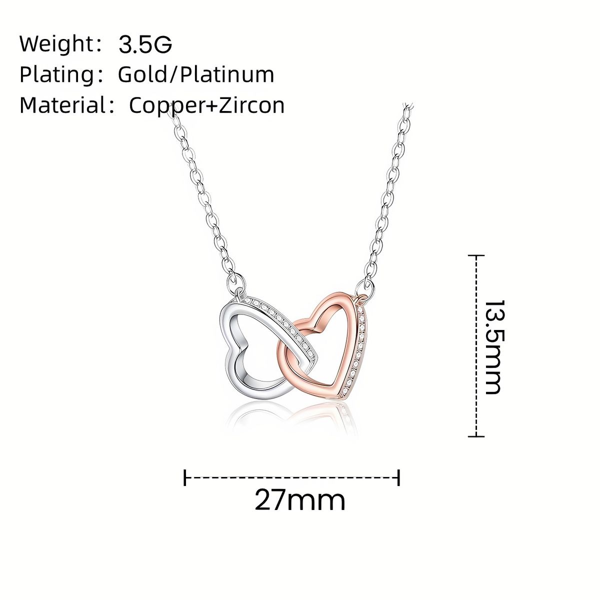 Catena clavicola alla moda semplice ciondolo a forma di cuore di alta qualità collana doppio amore gioielli per le donne_voghion.com