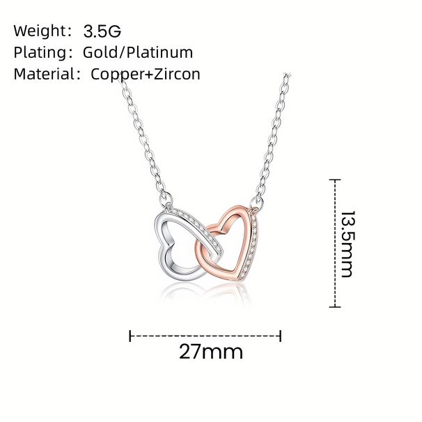 Catena clavicola alla moda semplice ciondolo a forma di cuore di alta qualità collana doppio amore gioielli per le donne_voghion.com
