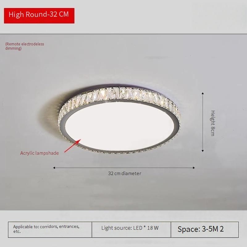 Ultra-Thin Crystal Ceiling Light - Modern Luxury Flush Mount LED Fixture For Bedroom & Living Room, Minimalist Design With 3 Color Temperatures_voghion.com