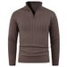 Stylischer Herren-Strickpullover mit halbem Reißverschluss – Atmungsaktiver und bequemer Pullover für die Freizeit und das Büro (Grau, Schwarz, Khaki, Kaffee)_voghion.com