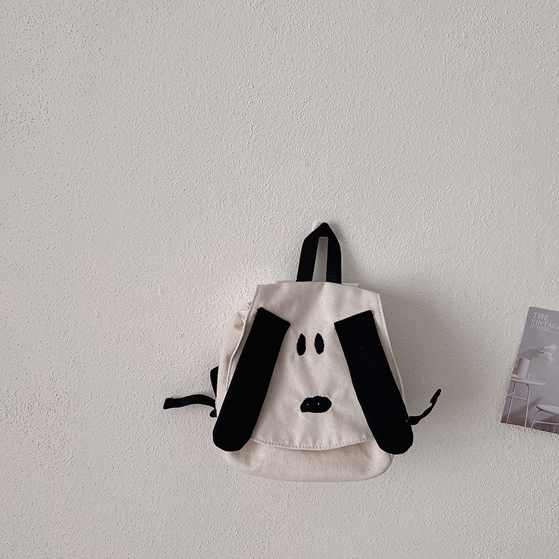 Mochila infantil con estampado de perro de dibujos animados, moderna mochila de lona con bloques de color para niños y niñas, bolsa de viaje ligera para niños pequeños._voghion.com