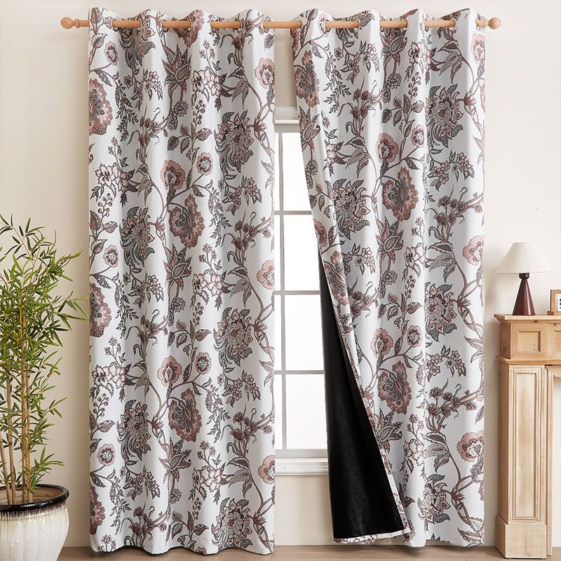 Blackout Curtains With Eco-Friendly Coating - Floral Pinch Pleat Drapes For Bedroom (100% Light Blocking, Farmhouse Style, 84x52 Inches)​​_voghion.com