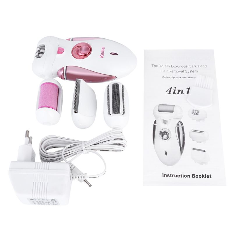 Kemei KM-2530 4 en 1 Rechargeable femmes électrique outil de soin des pieds dame épilateur épilation rasoir sans fil_voghion.com