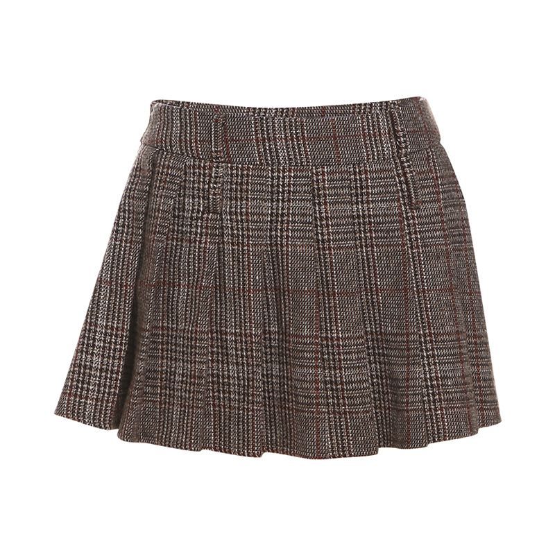 Abbigliamento da donna, tinta unita, maglione largo a maniche lunghe, gonna plissettata alla moda a vita alta_voghion.com