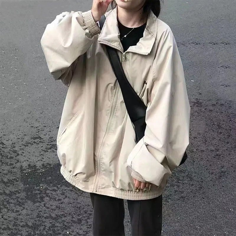 Harajuku Style BF Turn-Down Collar Workwear Female Students, Loose Outdoor Casual Jacket For Spring And Autumn_voghion.com