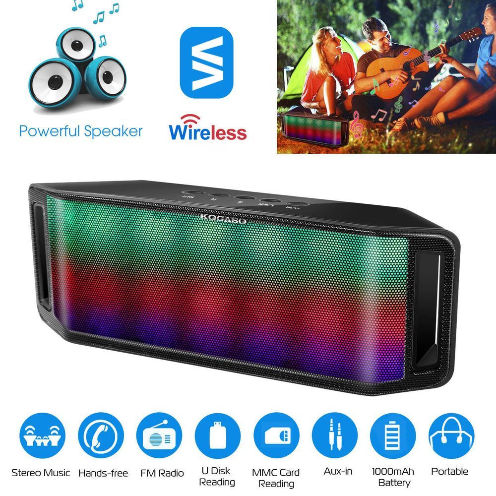 LED Wireless Speaker Dynamic Multicolor Hands-free FM Radio USB MMC Reading Aux In For Party Camping Travel_voghion.com