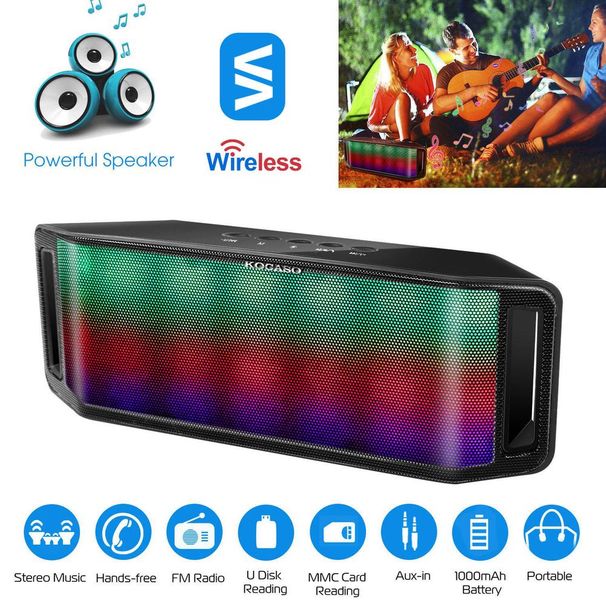 LED Wireless Speaker Dynamic Multicolor Hands-free FM Radio USB MMC Reading Aux In For Party Camping Travel_voghion.com