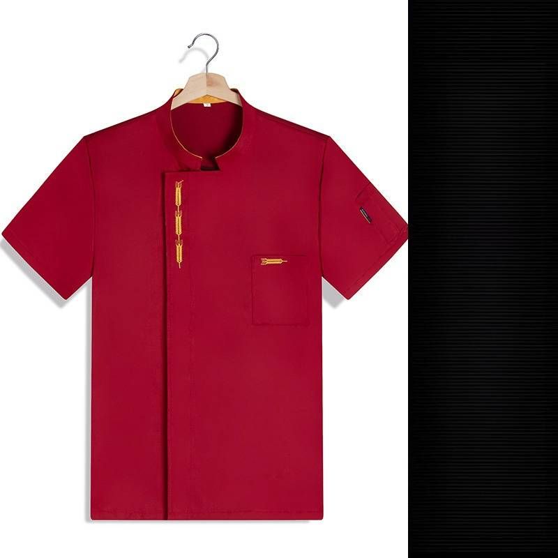 Men's Clothing chef uniform apron canteen work clothes short sleeved breathable work clothes_voghion.com