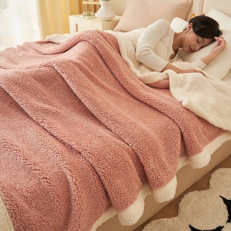 Couverture polaire corail épaisse de couleur unie pour la maison et le jardin Couverture de sieste en velours Farai Couverture cadeau Housse de canapé_voghion.com