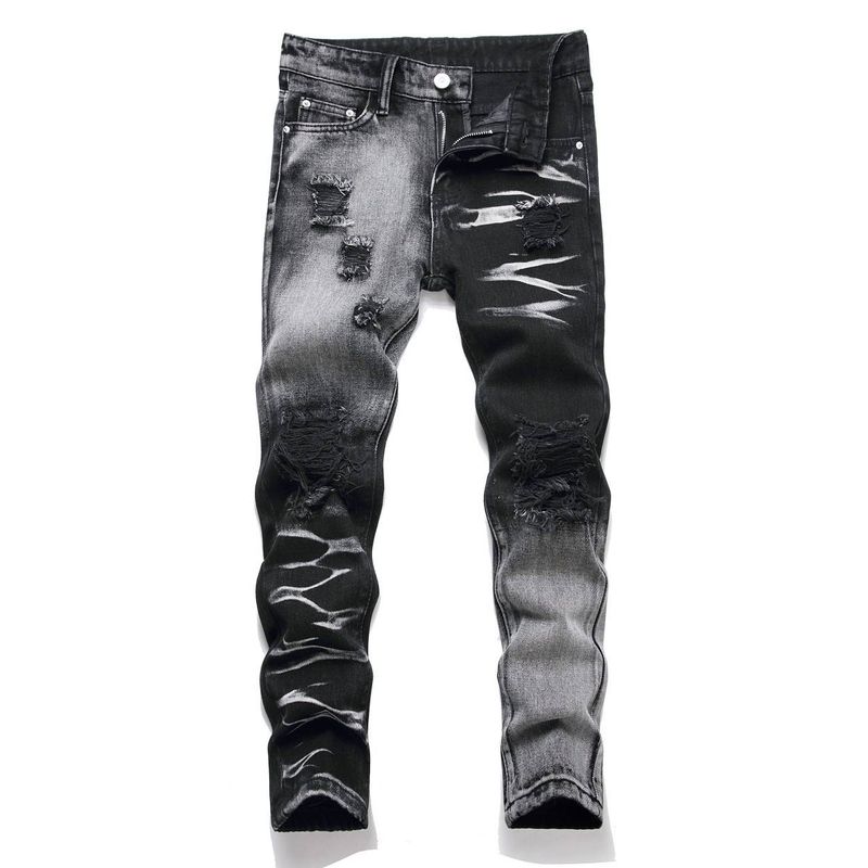Mother & Kids High Street Children's Clothing Elastic Black Straight Leg Ripped Denim Trousers_voghion.com