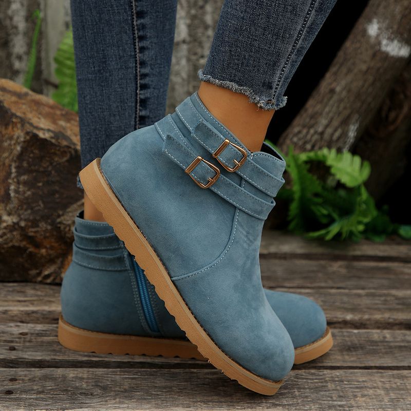 Bottes pour femmes SHLIANG Bottines d'automne pointues en daim à talons épais pour femmes Chaussures plates grande taille Bottines SB0129_voghion.com