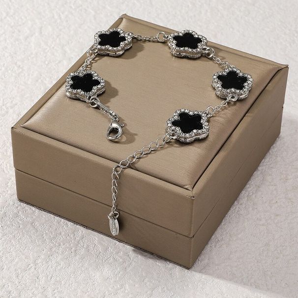 Flower Shape Bracelet Multi Colored With Shiny Cubic Zircon Adjustable Chain Sweet Style Personality Simple Design Jewelry_voghion.com