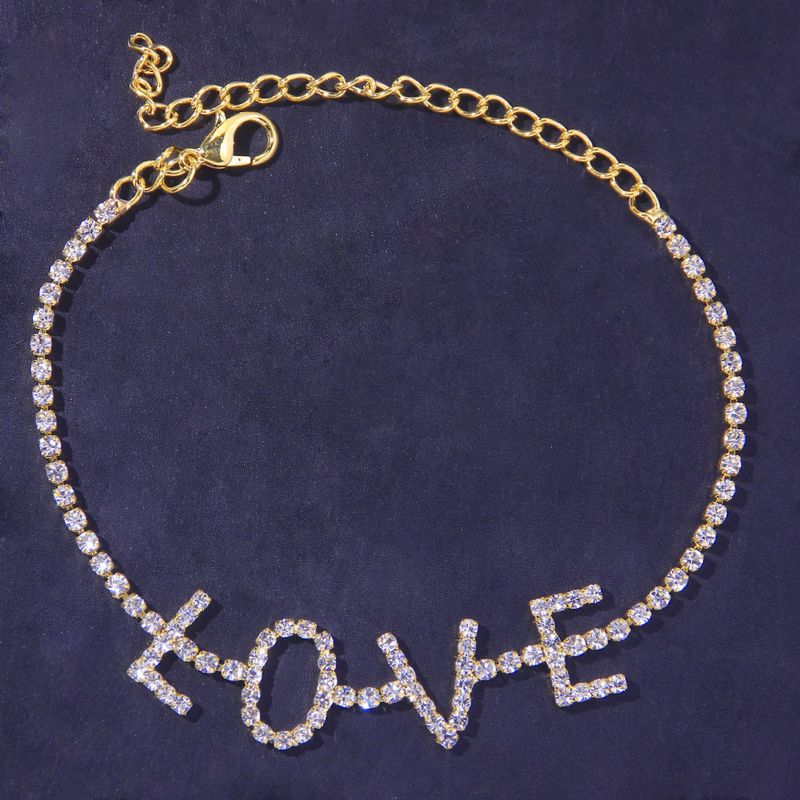 Neues personalisiertes Fußkettchen mit Buchstaben, sexy Mode, Street Shot, LOVE-Strass-Fußkettchen, europäisches und amerikanisches Damen-Fußkettchen_voghion.com