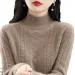 Maglione versatile in maglia a trecce, con collo alto, in cashmere caldo, per donna, autunno inverno_voghion.com