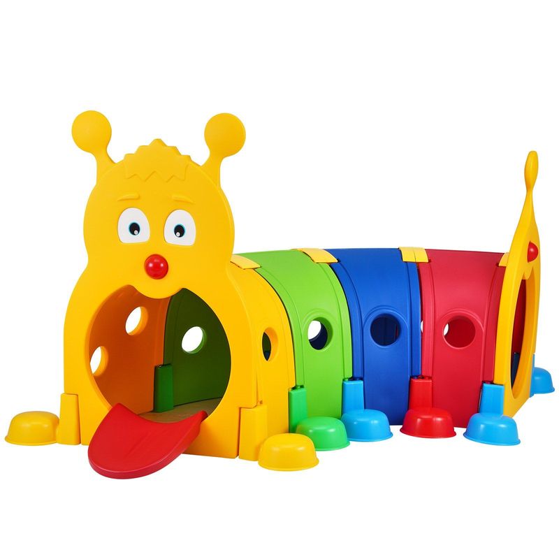 VEVOR Caterpillar Tunnel For Kids, Outdoor Indoor Climb And Crawl Through, Play Equipment For Toddler,Boys,Girls,Baby 3-6, 4 Sections, For Daycare, Preschool, Playground, Multicolor_voghion.com
