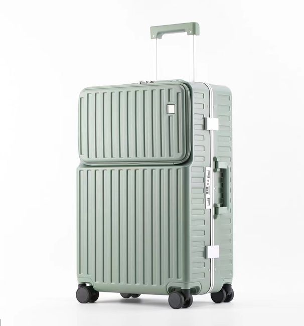 Valigia rigida con telaio in alluminio, porta di ricarica USB, portabicchieri, valigia da viaggio girevole, bagaglio a mano e da stiva, lucchetto TSA, materiale ABS+PC resistente_voghion.com